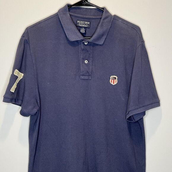 Polo Jeans Company Shirt Men’s Large Blue Short Sleeve Collared Rugby 67 Vintage - Picture 2 of 10